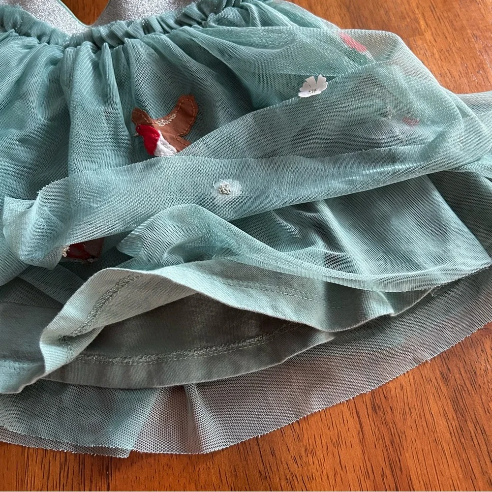 Mini Boden Robin Tulle Skirt | Girls 3–4Y | Green Bird Embroidered Tutu